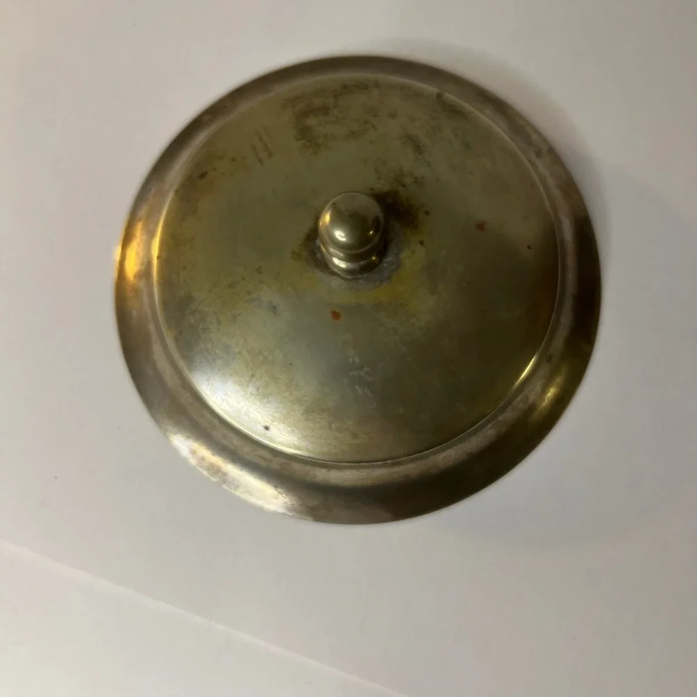 Antique English Oak & Silverplate EPNS Biscuit Barrel Lid‎ Handle Flaw